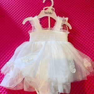 White butterfly back dress